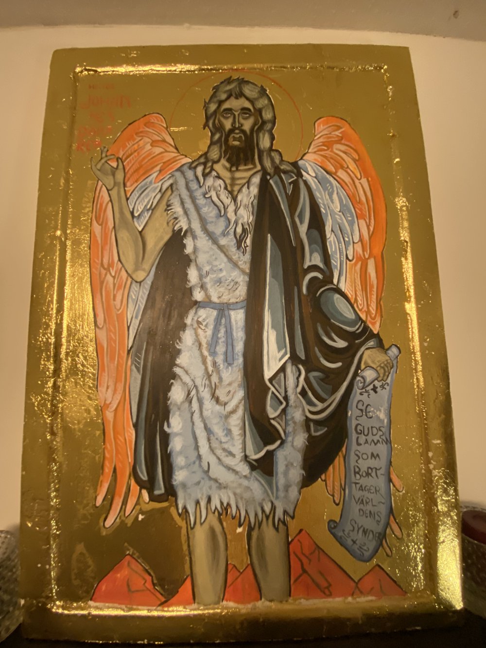 Saint John the Baptist icon, in progress